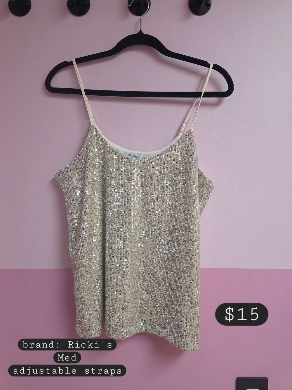 Ricki's Champagne Sequin Spaghetti Strap Tank Top